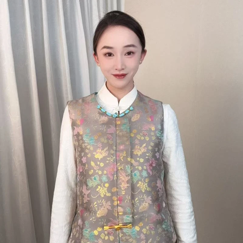 【金鱼海藻纹】2024秋冬新中式国风织金宋锦马甲YW-1