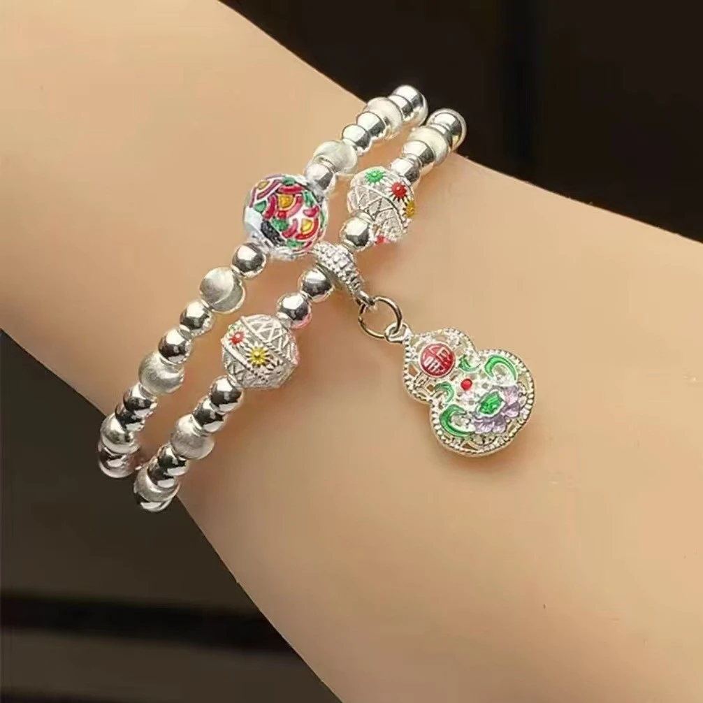 银9999珐琅葫芦手串手链国风新中式轻奢手链时尚百搭高级感简约