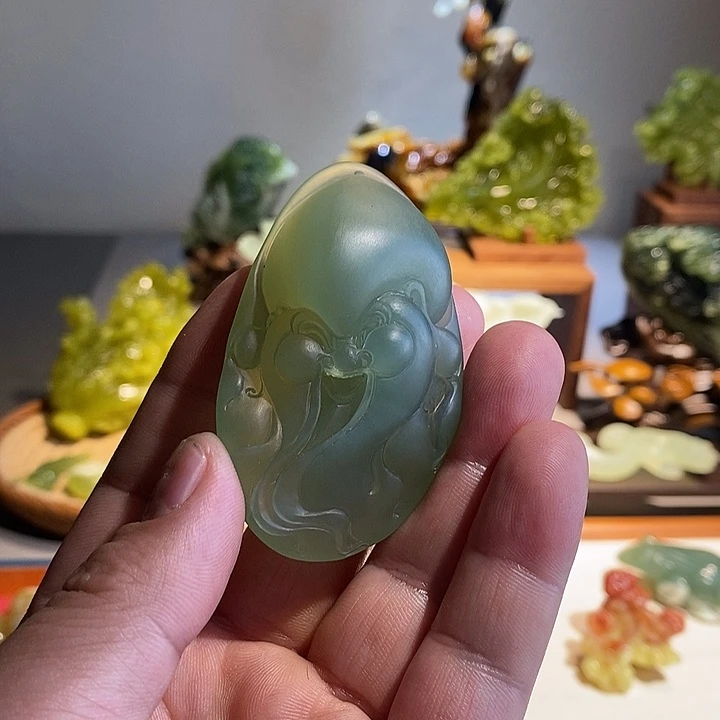 岫玉岫玉摆件岫玉摆件未镶嵌睡*