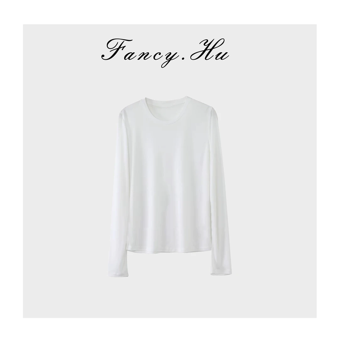 【Fancy.Hu】莱赛尔+亚麻多色长款圆领T打底FG2601188