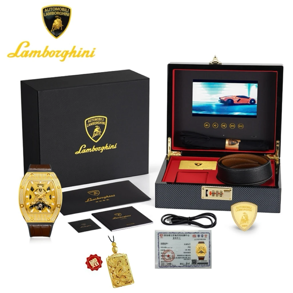 AutomobiliLamborghini兰博基尼足金999酒桶铁塔腕表Zu1