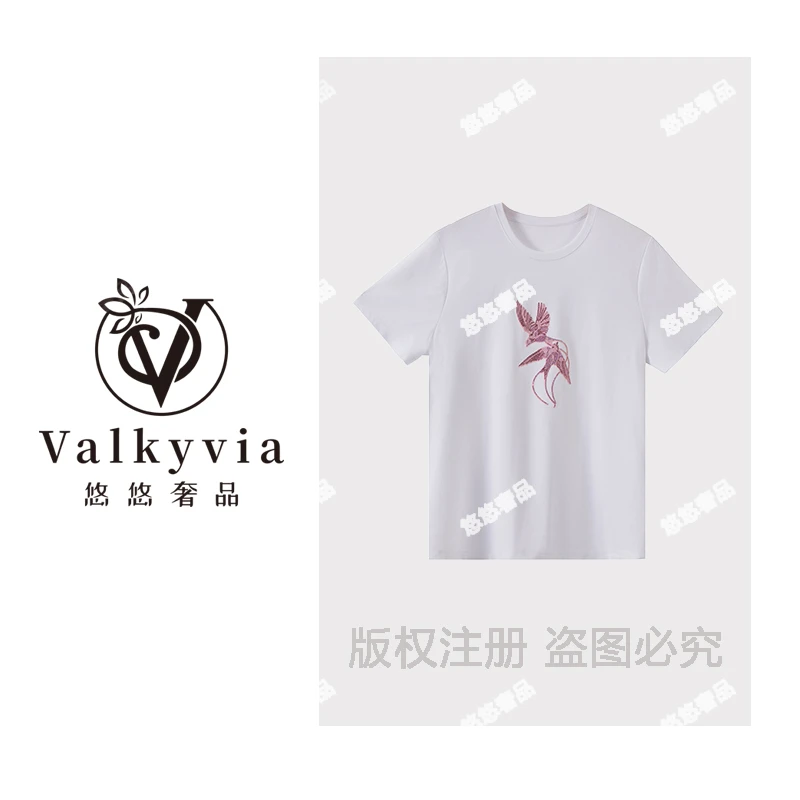 【Valkyvia/悠悠奢品】桑蚕丝轻奢烫钻亮片大码女装圆领T恤25661