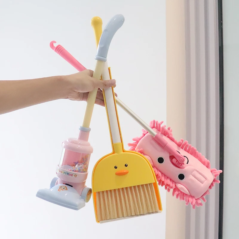 25儿童过家家玩具小黄鸭扫帚拖布簸箕宝宝吸尘器扫把益智玩具套装