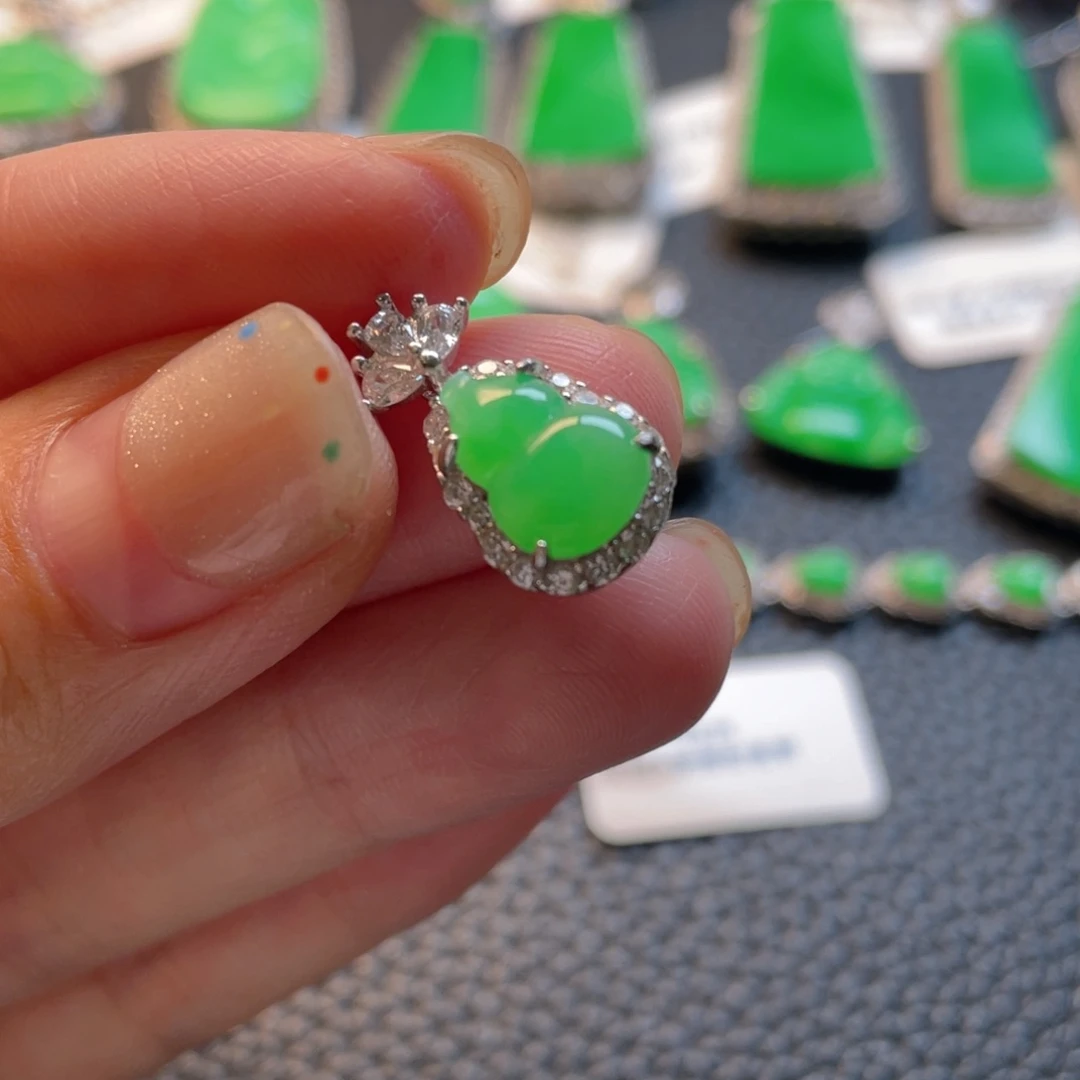 翡翠银S925镶嵌吊坠(不含链)