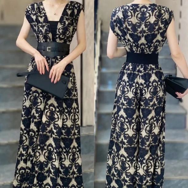 2025春夏新款时尚显瘦气质女士网红洋气连体裤百搭款D7944