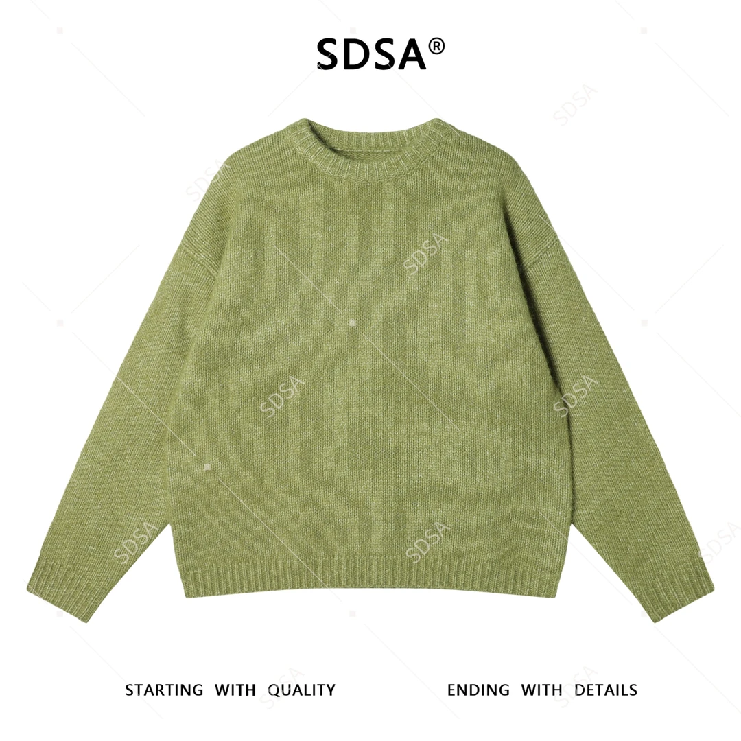 SDSA男士秋冬新款痞帅男装极简风宽松圆领针织衫纯色毛衣气质百搭