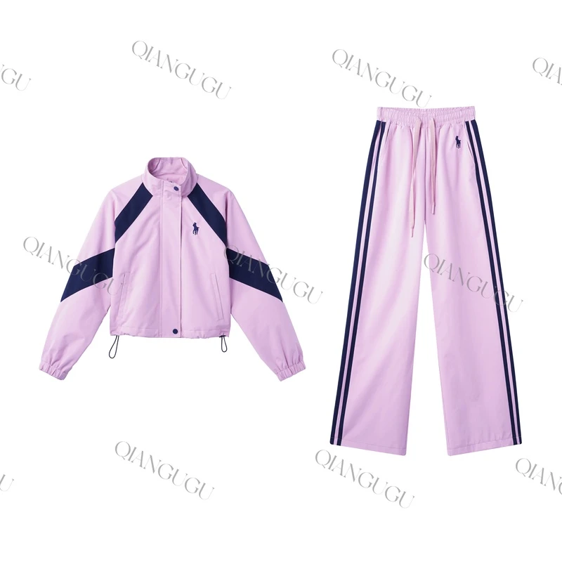 「粉墨之约」气质时尚休闲运动轻奢设计师秋冬高定加绒拼色女套装