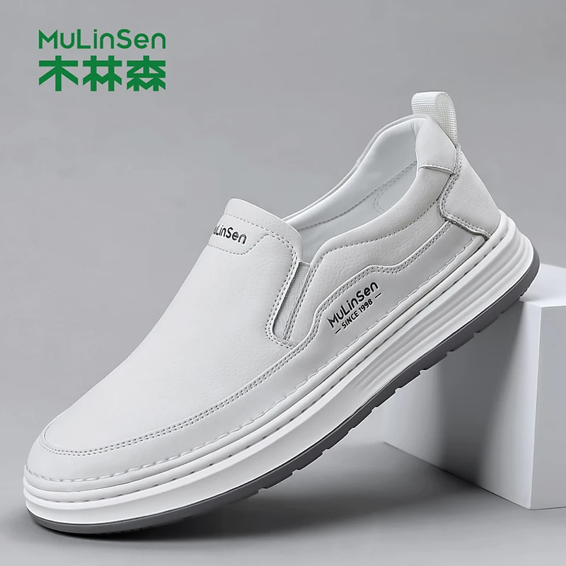 木林森男鞋2025新款秋季休闲皮鞋男一脚蹬透气运动鞋百搭潮鞋7508