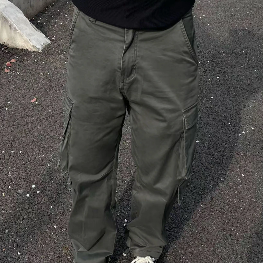 WRZA美式工装裤 春夏水洗做旧直筒磨毛街头弹力长裤休闲裤男男生