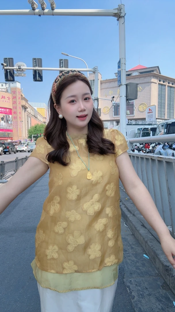 【瑞瑞】新中式女夏季欧根纱上衣