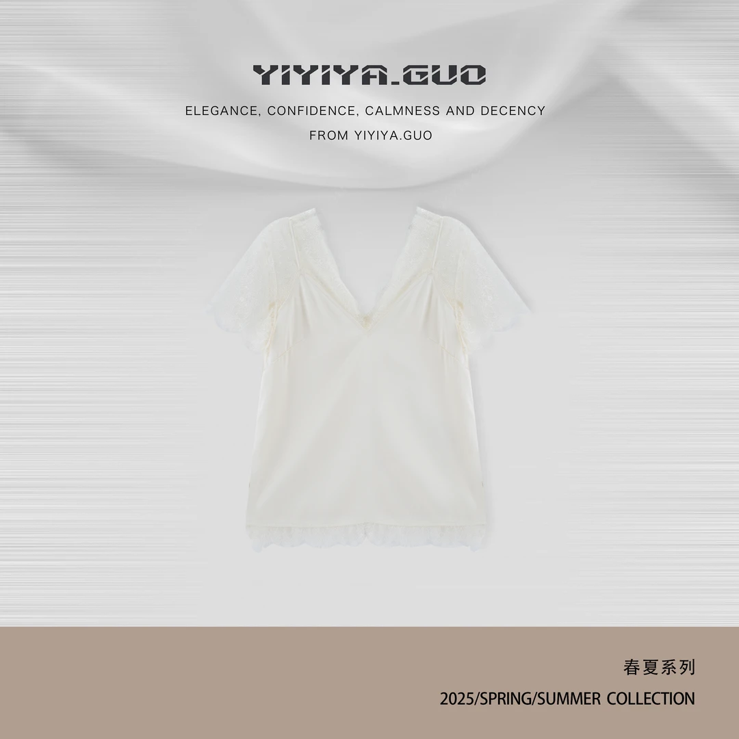 yiyiya.Guo艺艺吖【绝搭子】精美轻薄透气蕾丝拼接背心上衣1312SS52