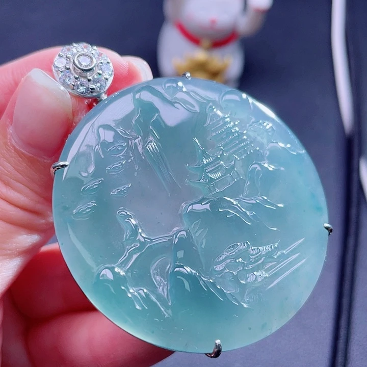 翡翠吊坠(不含链)银S925镶嵌