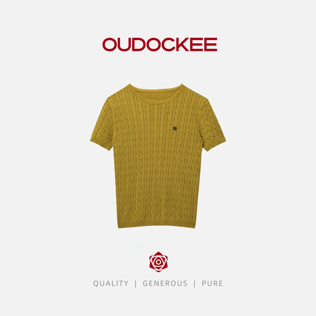 OUDOCKEE 鸥鸥【绵羊毛】生姜 短袖姜黄短袖上衣T恤 H2502X344T