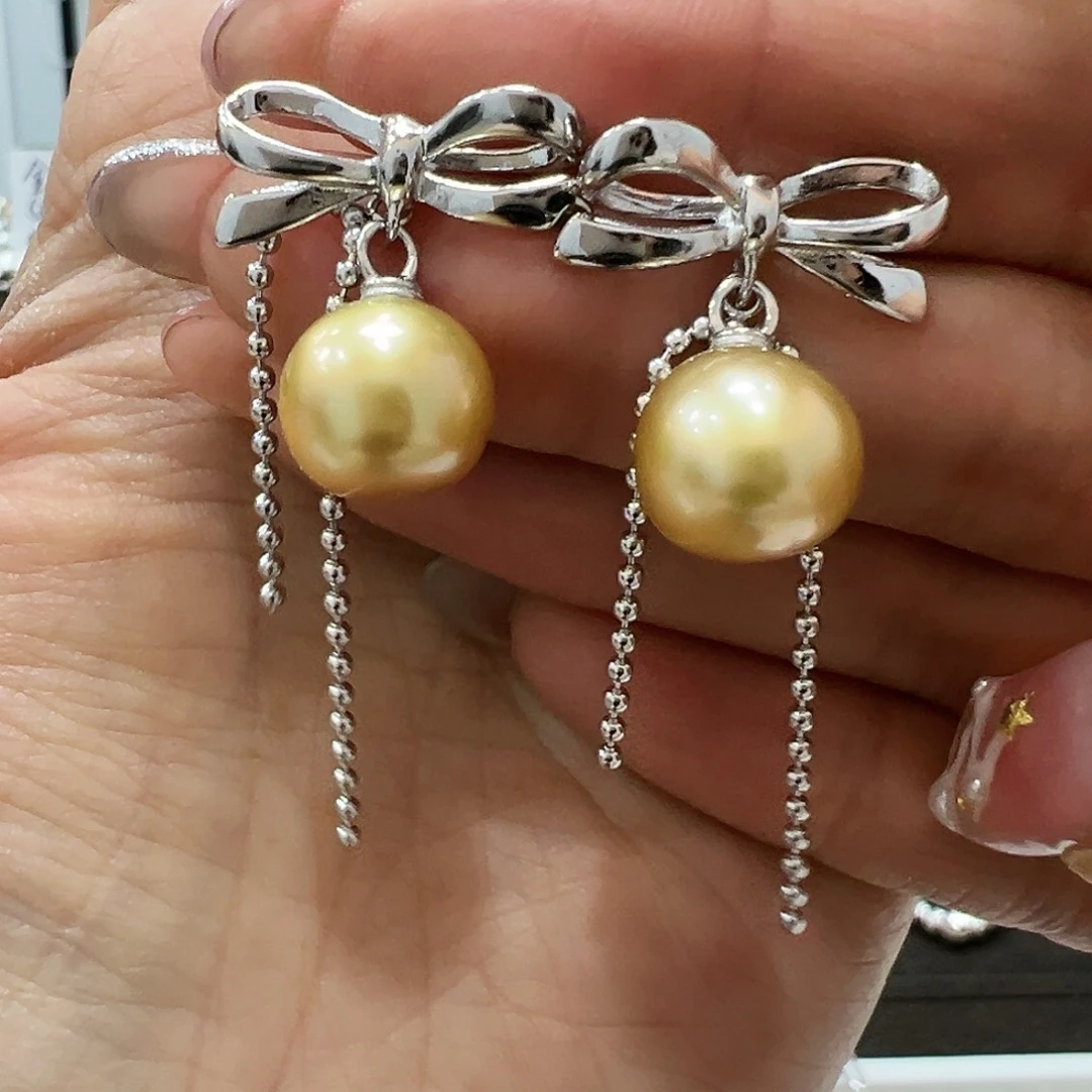 海水珍珠耳饰银S925镶嵌