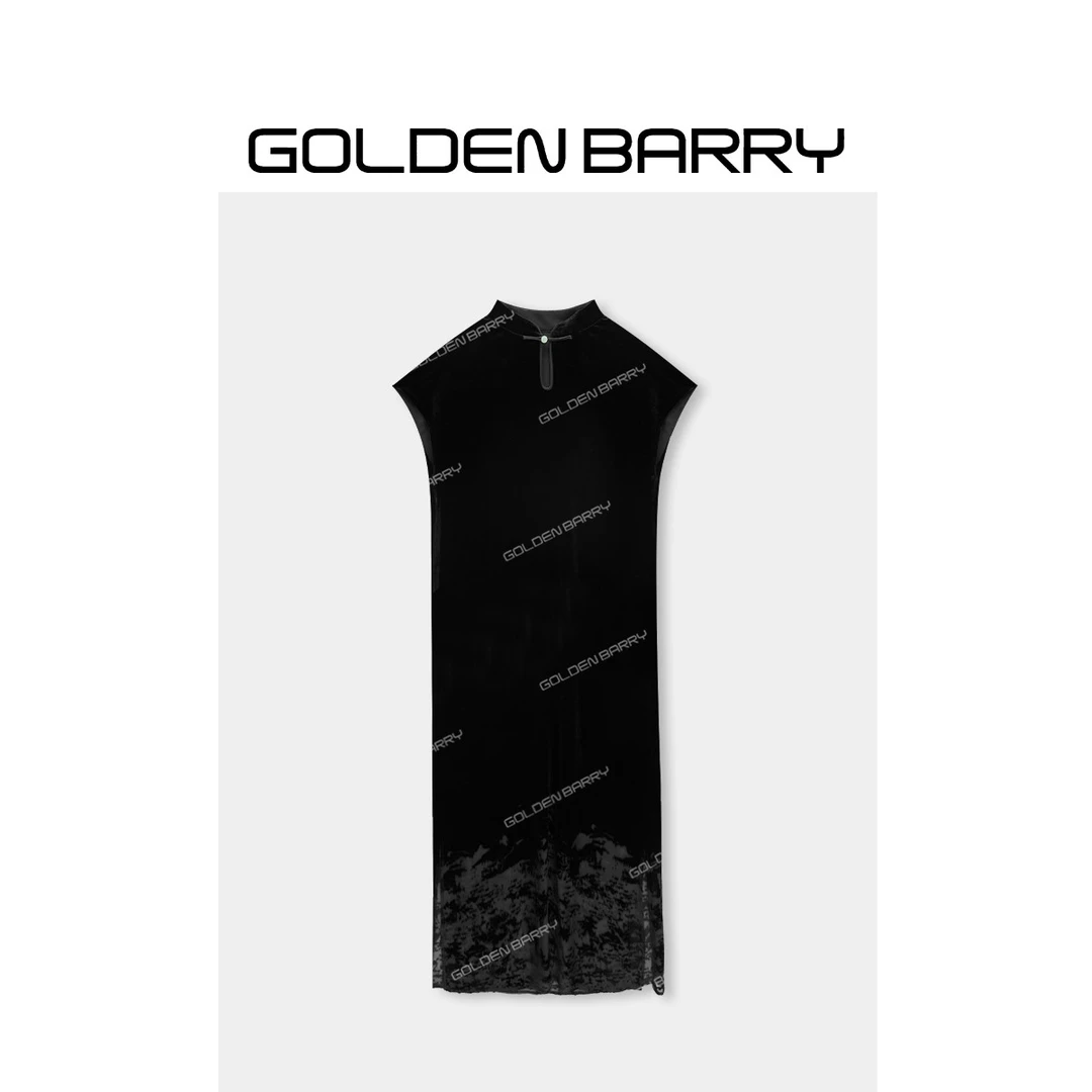GOLDENBARRY|301285“玉烟罗”轻奢国风烧花中式连衣裙