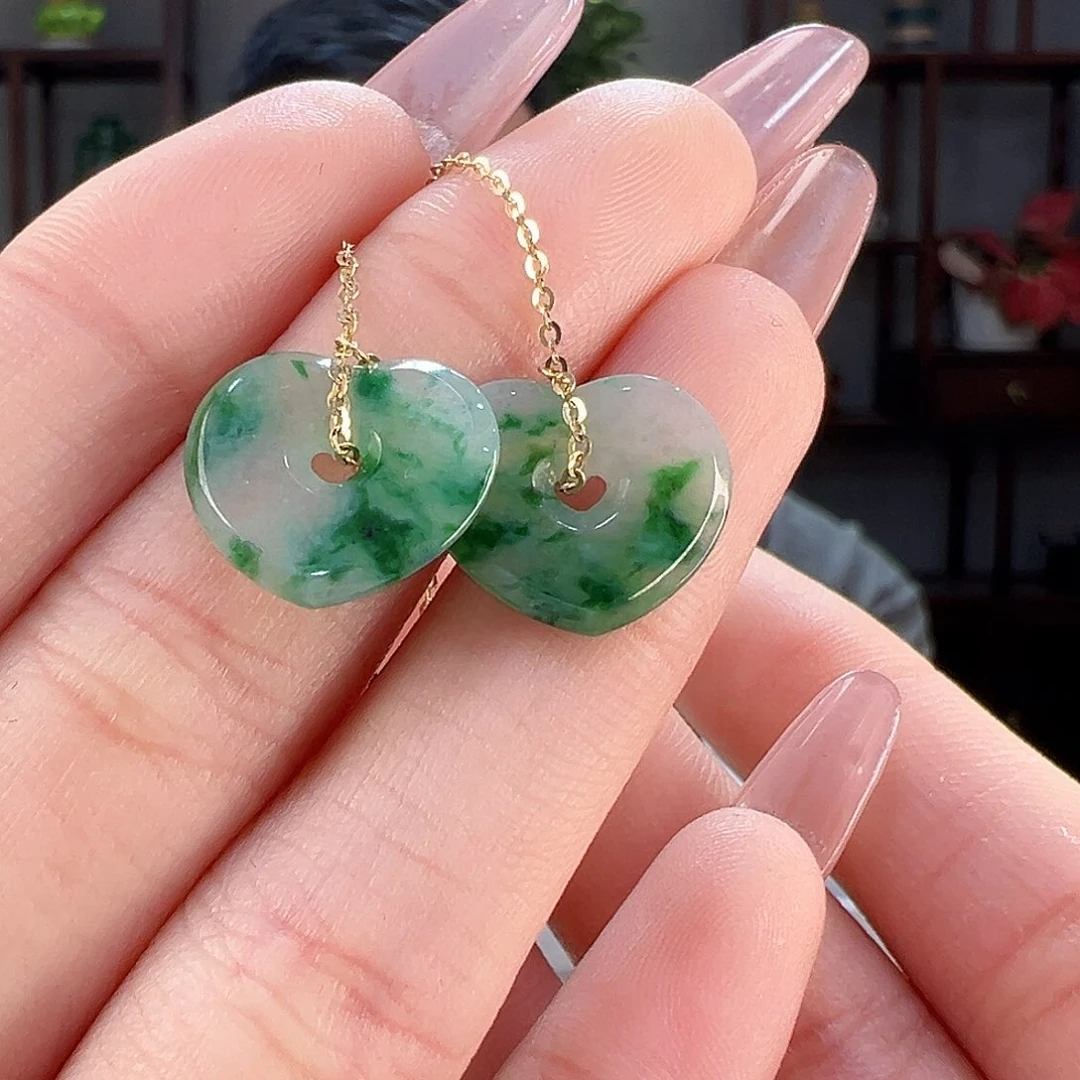 翡翠耳饰18K金镶嵌耳环53