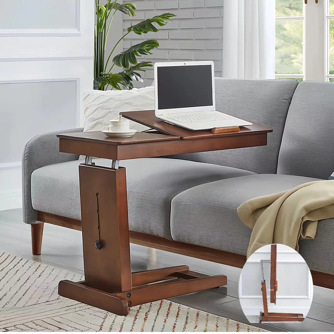 床边桌实木笔记本电脑桌子小户型卧室可折叠移动升降懒人床上书桌