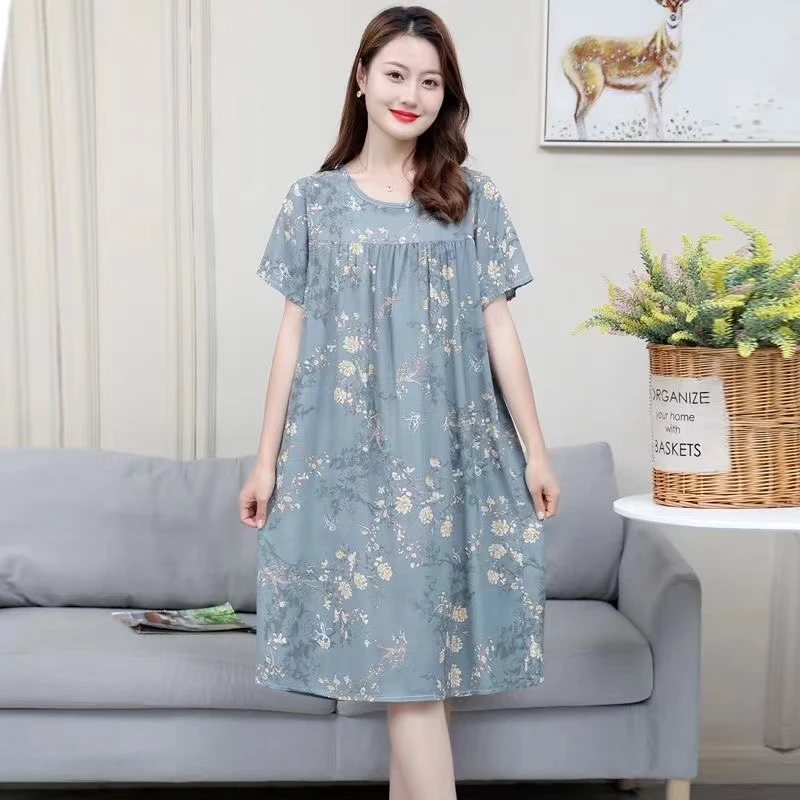 短袖——合集（1） 新款棉绸睡裙棉绸加大加宽 韩版可以外出穿的裙子