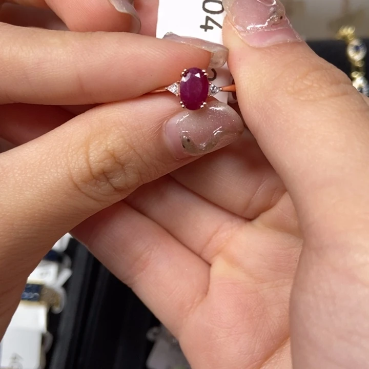 红宝石戒指银S925镶嵌