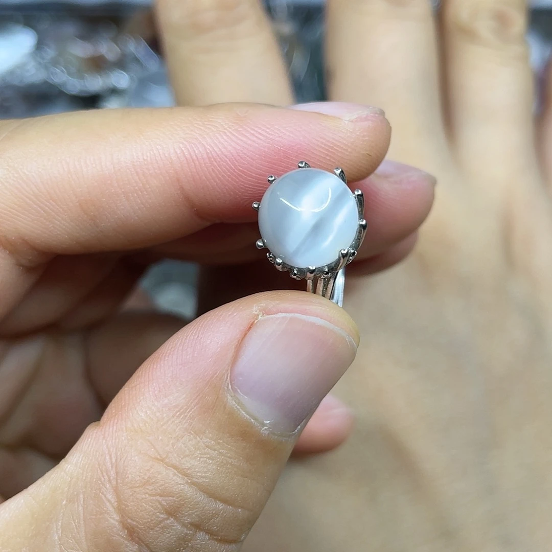 【闪购商品】银S925镶嵌珠宝半成品水晶戒指
