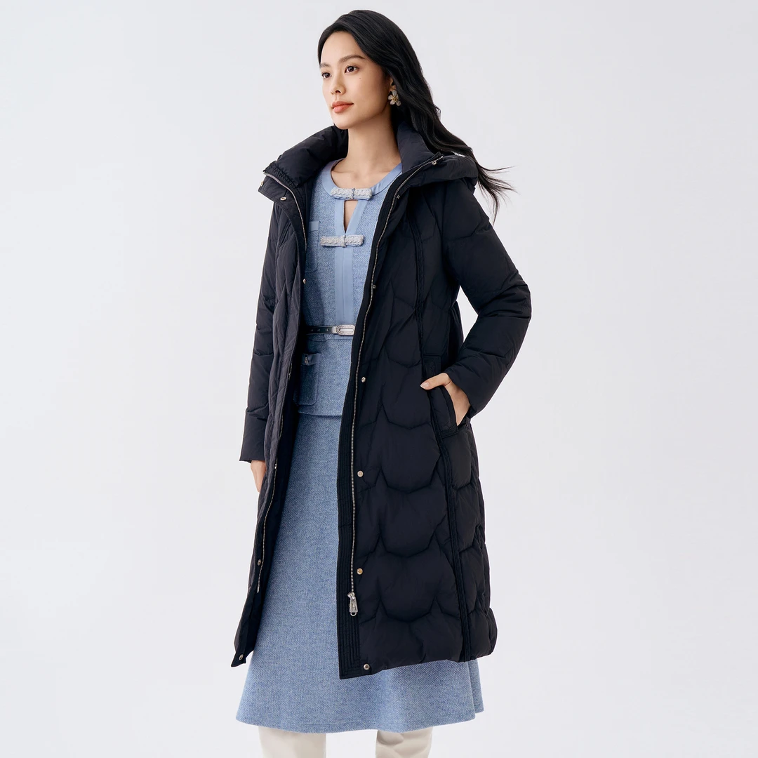 BuouBuou【焦糖玛奇朵】云朵羽绒绗缝连帽白鸭绒羽绒服女DJ4E824