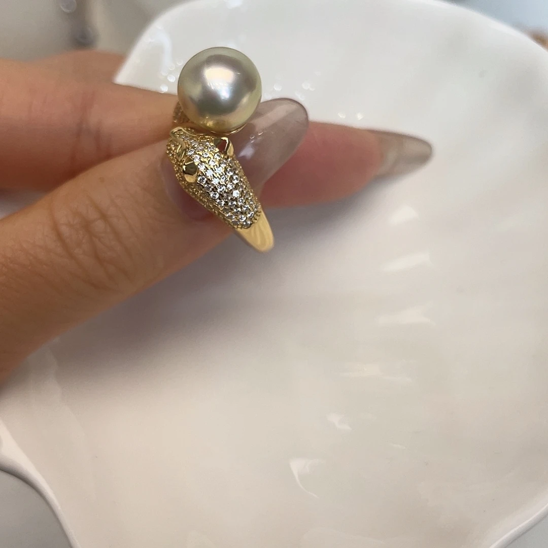 戒指海水珍珠银S925镶嵌