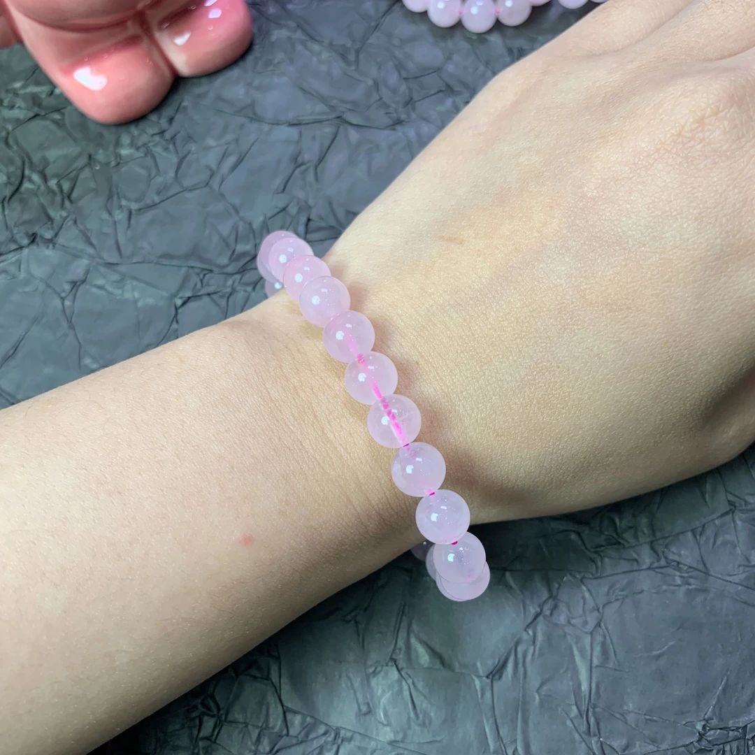 天然马达加斯加粉水晶手串女孩女士时尚简单