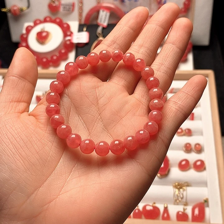 菱锰矿（红纹石）未镶嵌手绳