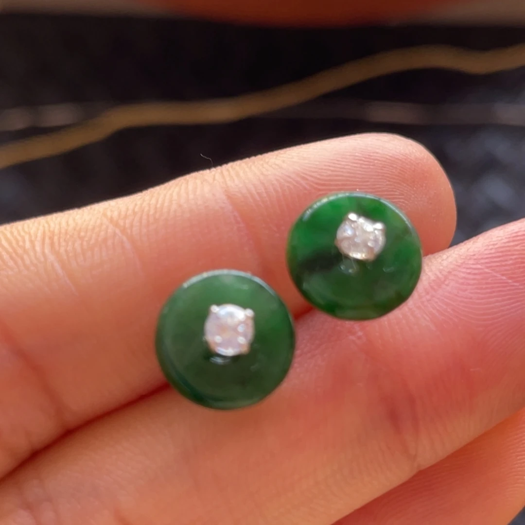 翡翠颈饰银S925镶嵌辣绿