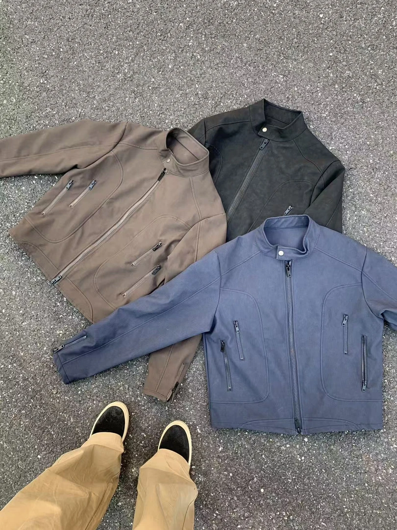 ZHMA重磅猎装夹克复古机车飞行夹克服正肩拉链显壮夹克