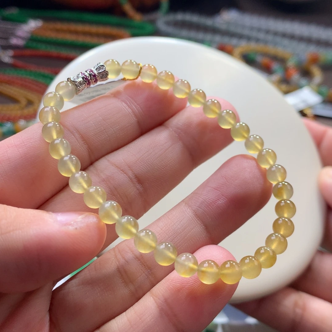 未镶嵌手链翡翠精品大漏！闭眼拍！高冰满色冰胶柠檬黄单圈卡5