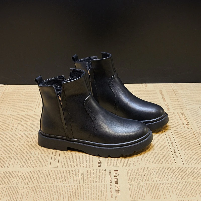 马丁靴女真皮2024新款秋季大码黑色短靴女切尔西百搭英伦风女靴子