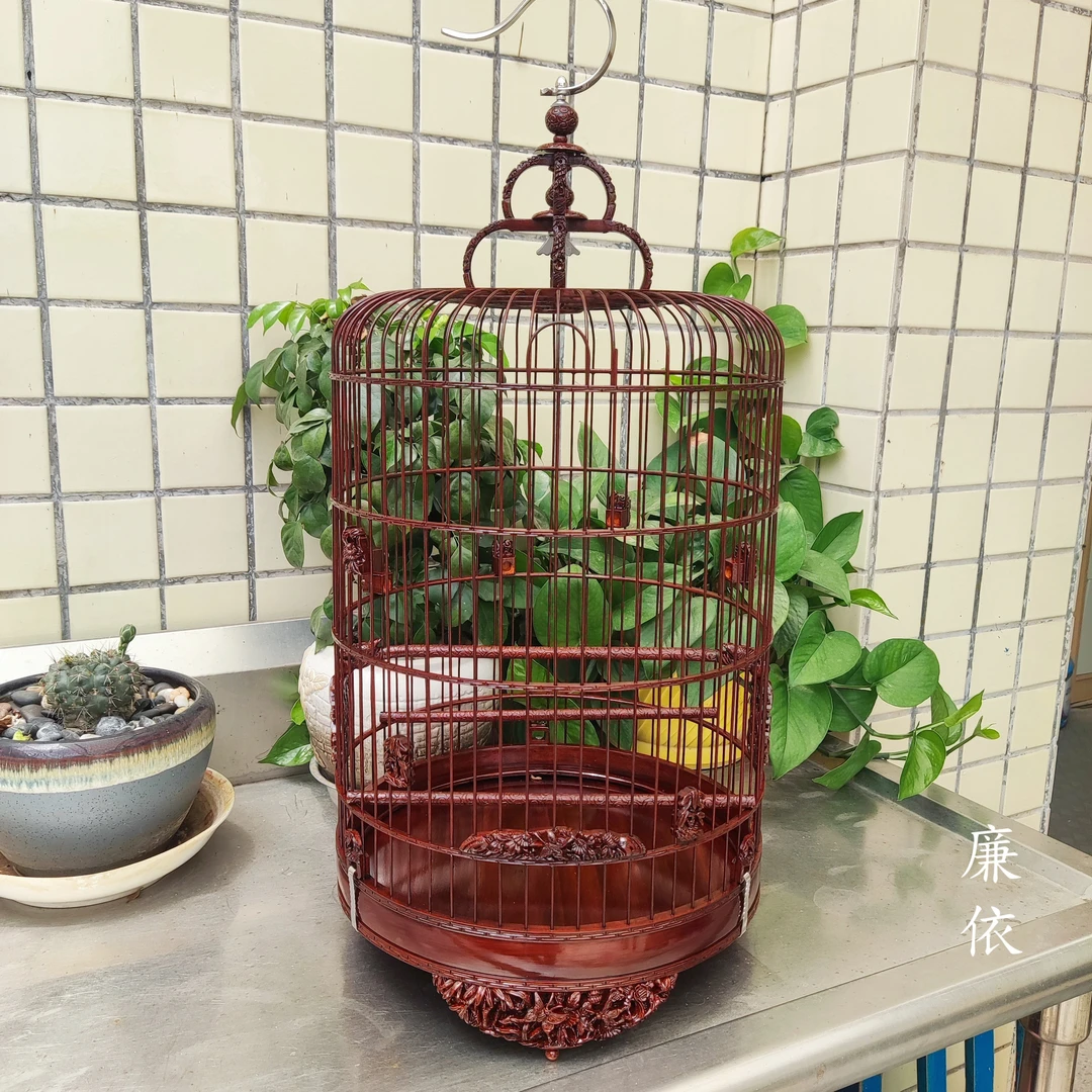 60枝直径28特高款雕花生漆广笼繁花似锦小黑白仙鹟歌鸲玉鸟叶鹎笼