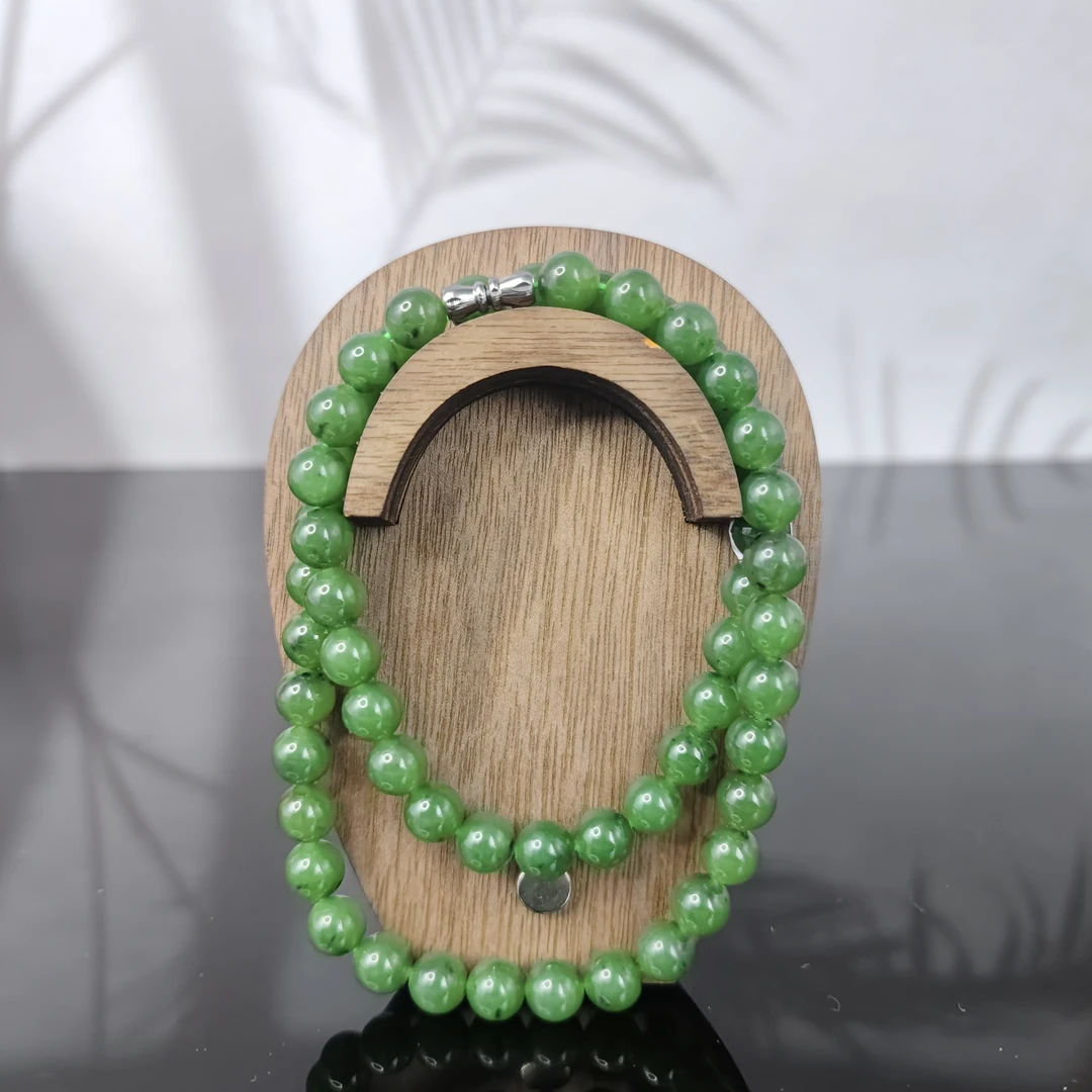 T和田玉碧玉圆珠项链（卡8）3299