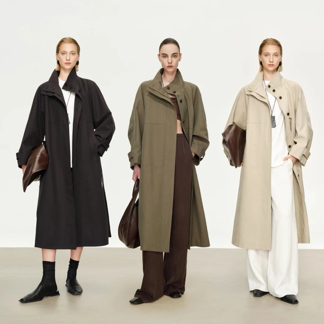 【琉璃爵士】新款立领风衣立领中长款气质百搭女士时尚风衣外套