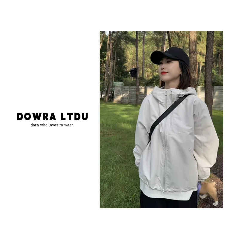 朵拉【旷野追风】2025年秋季新款双拉链纯色连帽百搭外套 41-250713