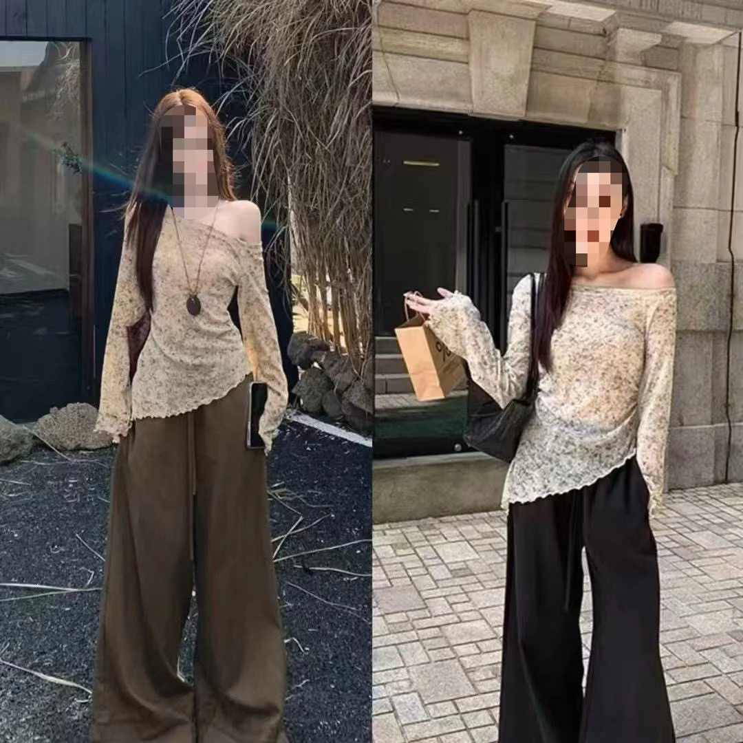 怡尔家常规斜领圆领长袖性感风猫咪双面加厚长袖T恤染色