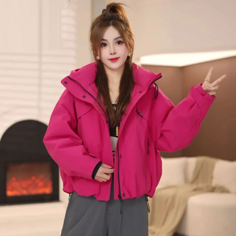 时尚派克服棉服短外套女2025冬季新款洋气宽松显瘦冲锋衣连帽棉袄