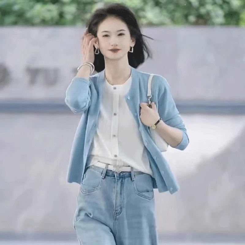 甜美休闲针织衫女2026年春季新款流行慵懒风舒适软糯毛衣开衫女款