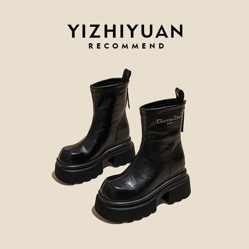 增高10-12CM2024秋季新款女鞋时尚百搭小个子休闲马丁靴6025-13