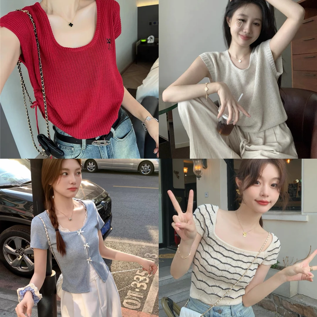 合集 高腰短款修身上衣潮小个子洋气针织衫夏季辣妹装显瘦