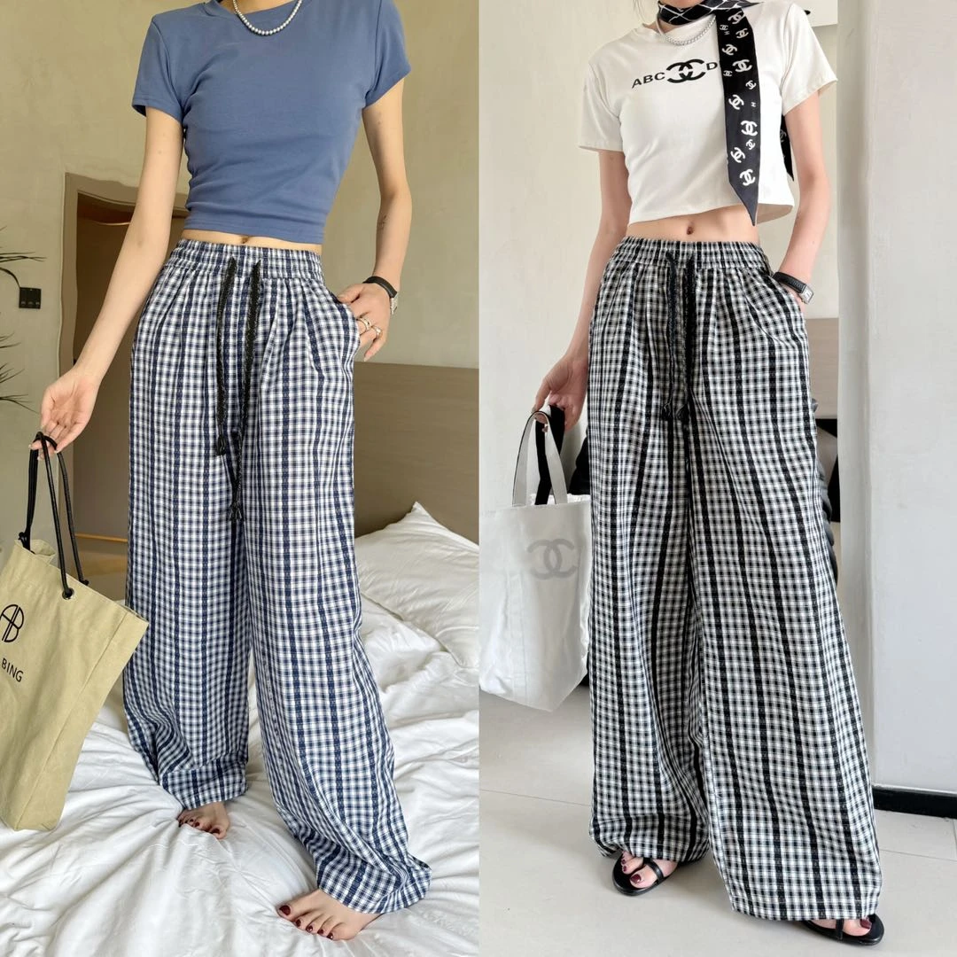 042【夏季新款】韩系复古百搭阔腿格格裤（666221）