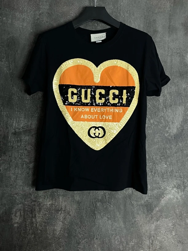 全新未使用 GUCCI/古驰 M码*1/黑色爱心短袖/03898