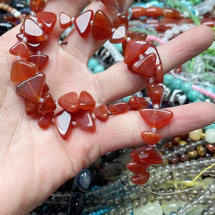 玛瑙/玉髓珠宝半成品合金一条红玛瑙