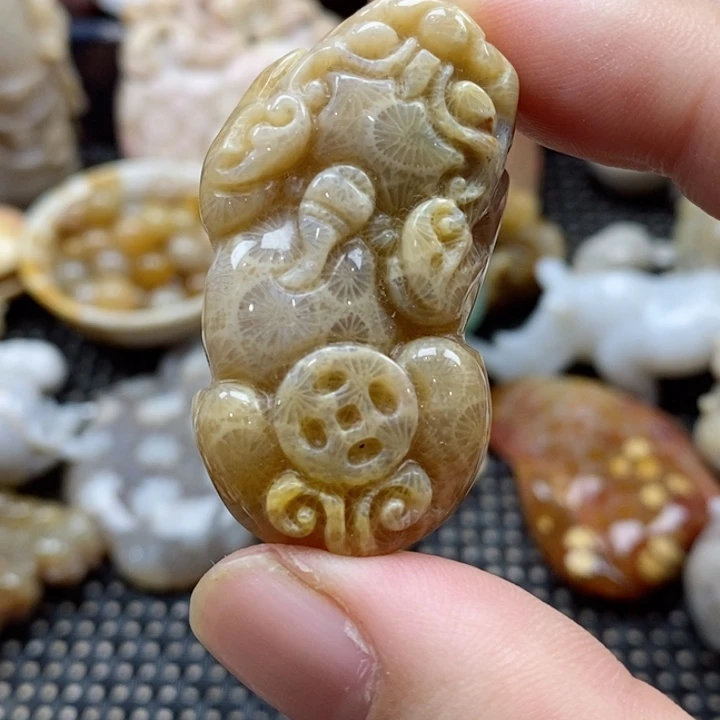 硅化珊瑚（珊瑚玉）颈饰未镶嵌