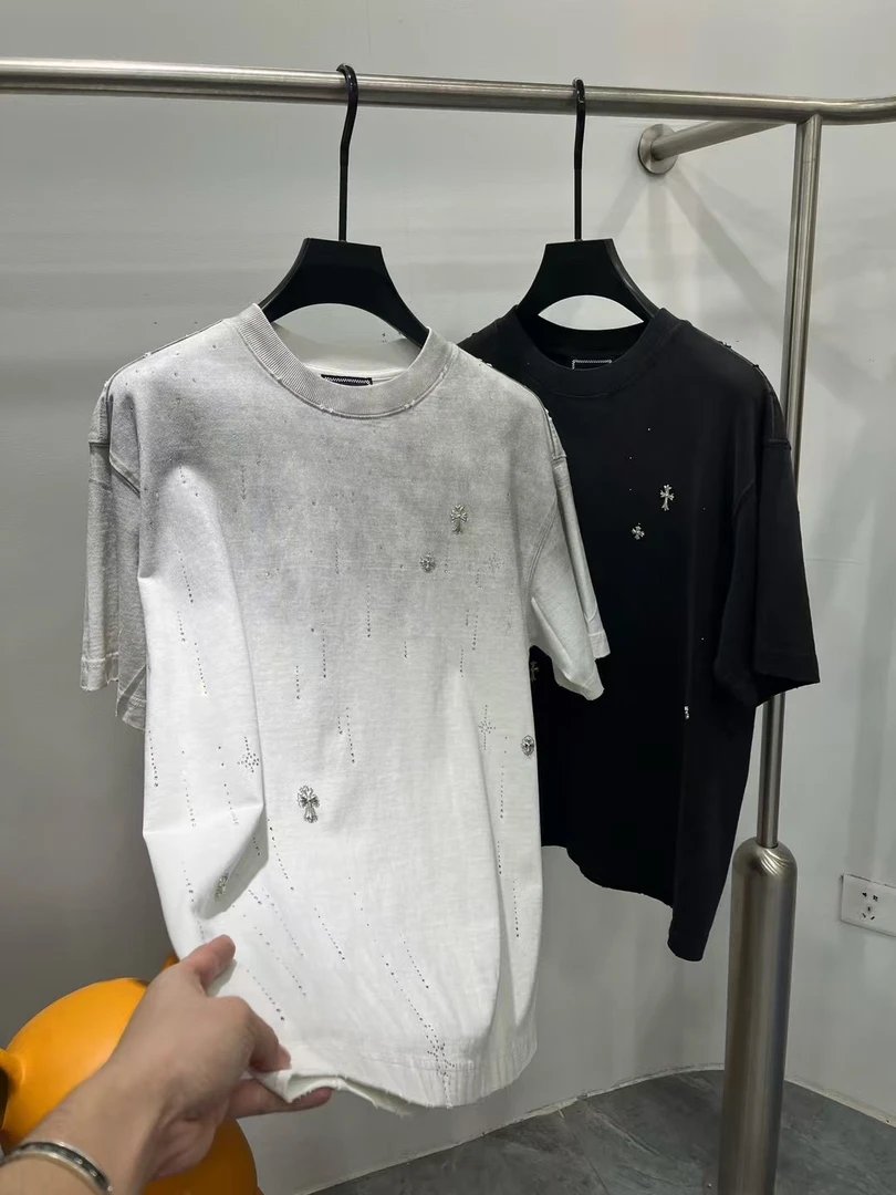 【克罗烫砖】YH美式重磅300克纯棉水洗做旧磨破短袖T恤089