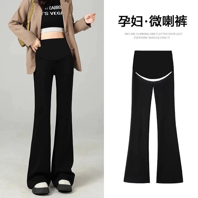 2025新款孕妇微喇裤无痕托腹0压力鲨鱼皮喇叭裤春夏微喇裤春装