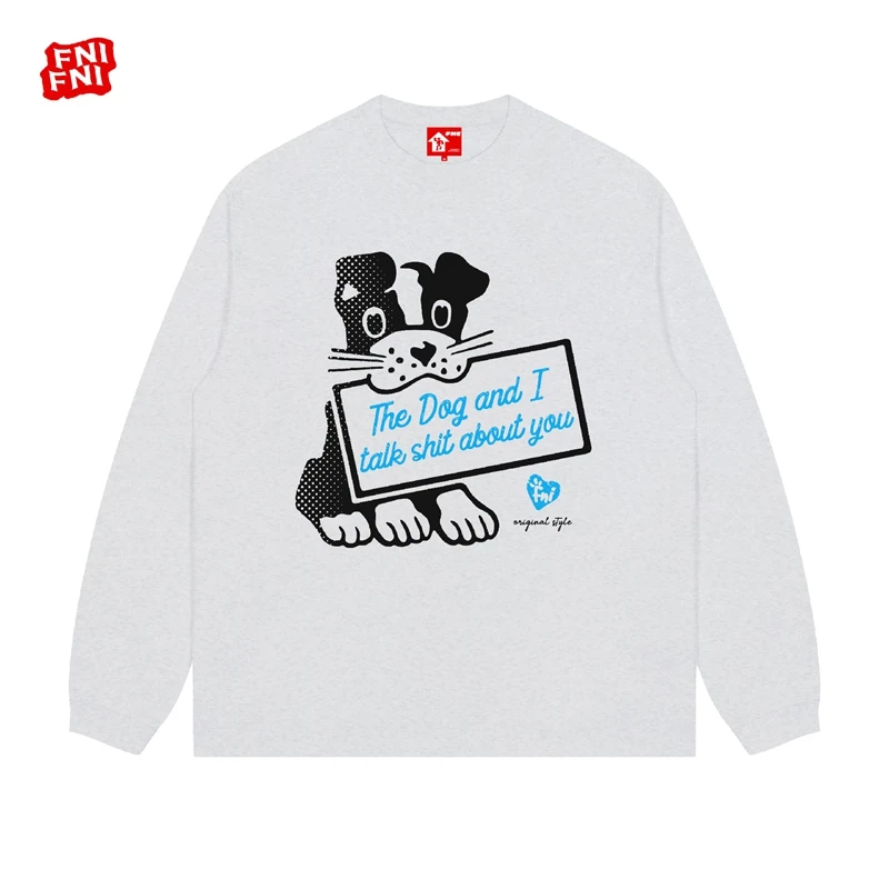 FNI红标（街头狗仔）纯棉T恤男女同款美式圆领长袖上衣秋冬新款直喷