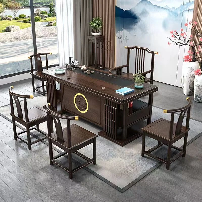 【厚德载物】办公室茶台茶桌椅组合茶几大石盘茶台泡茶几桌泡茶桌