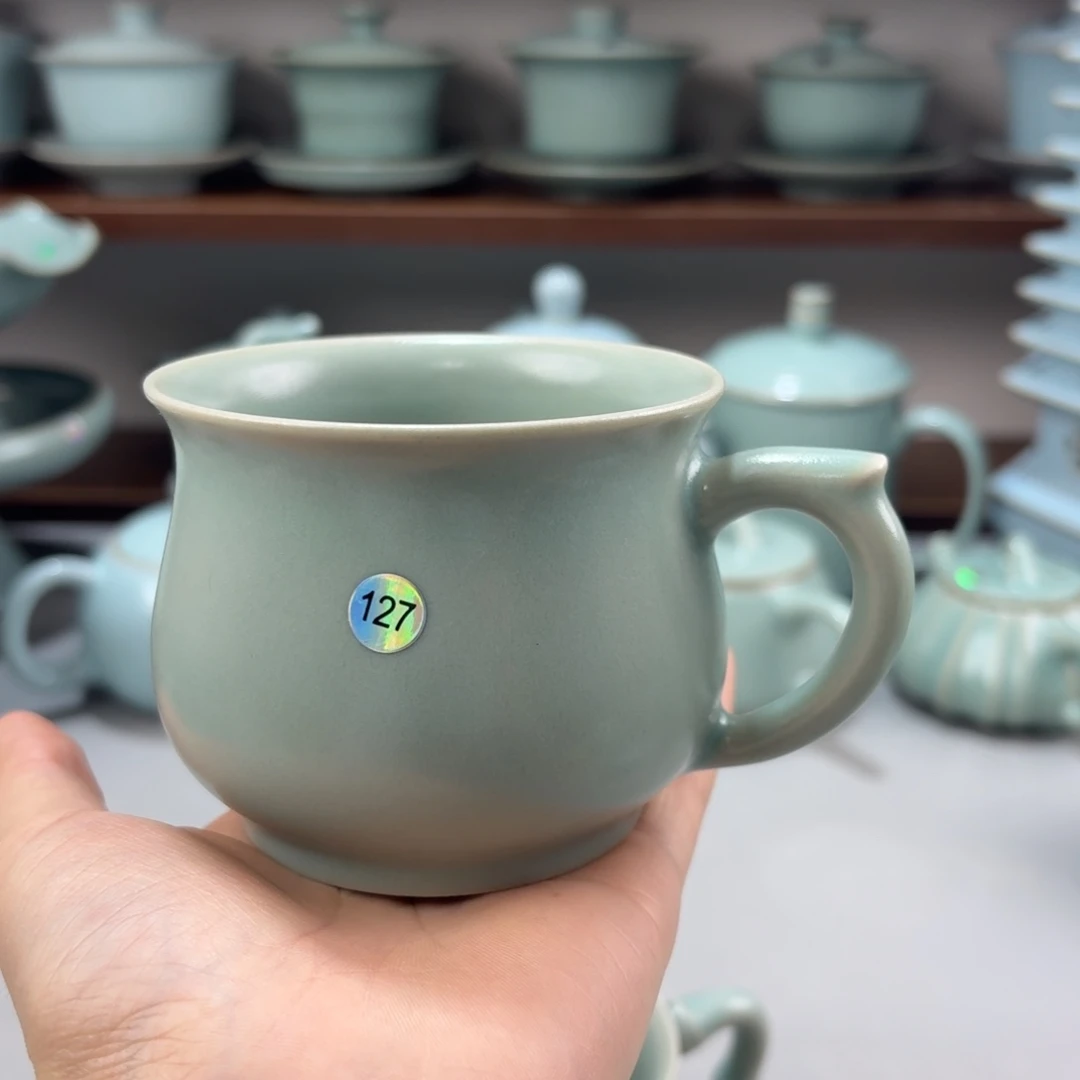 摆件瓷精品汝窑仿古釉马克杯